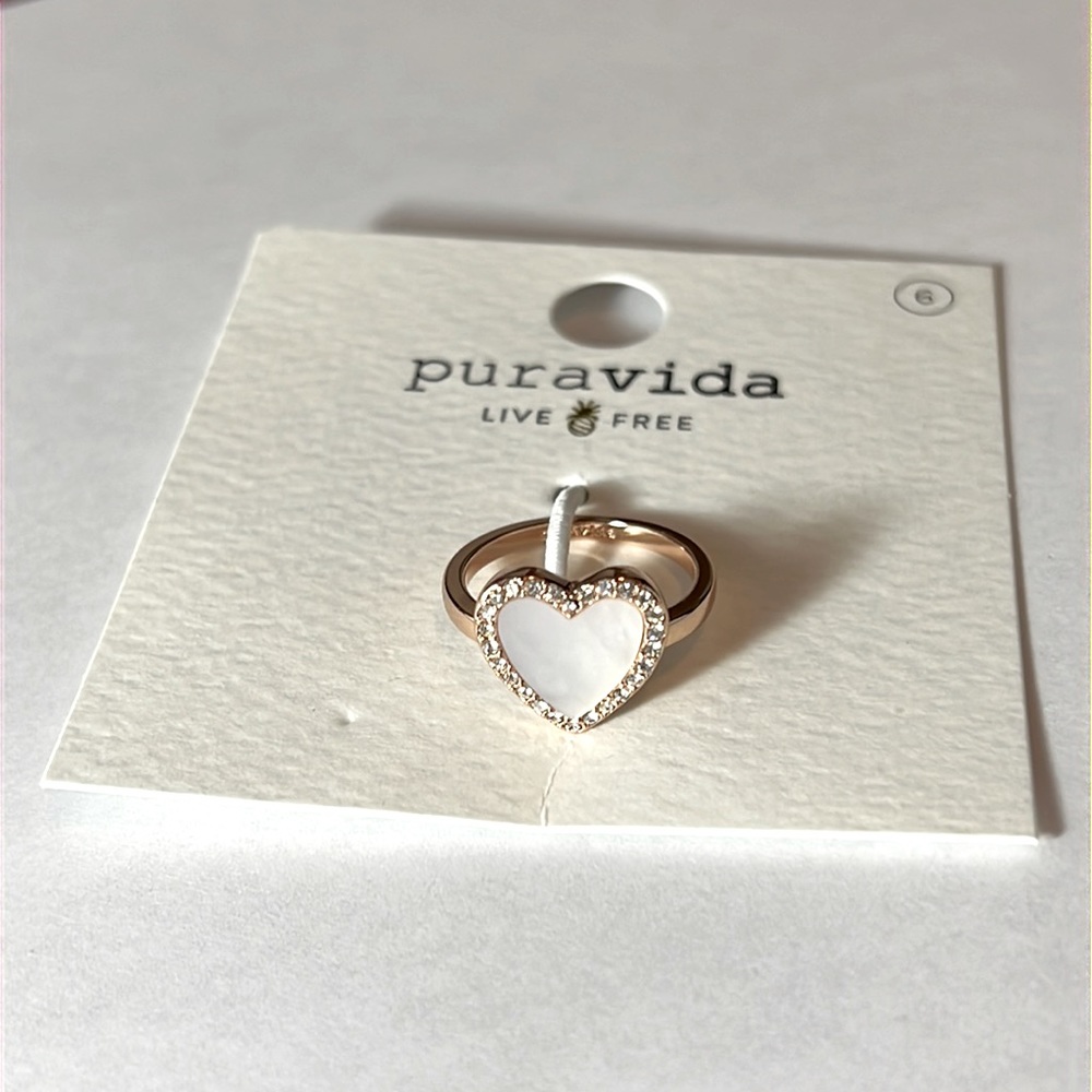 Puravida opal rose gold heart ring
